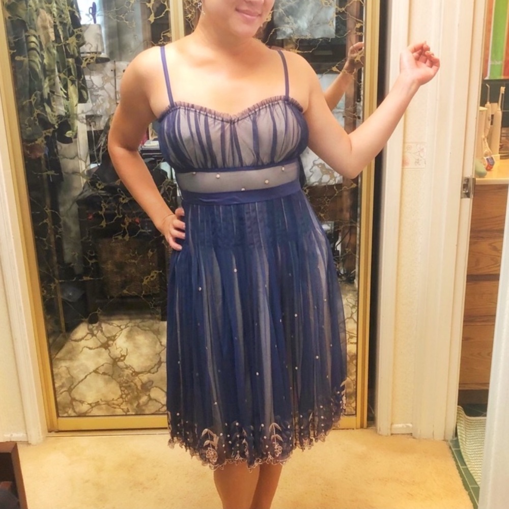 👗NWT! Anthropologie Odille Blue Lace w/silk